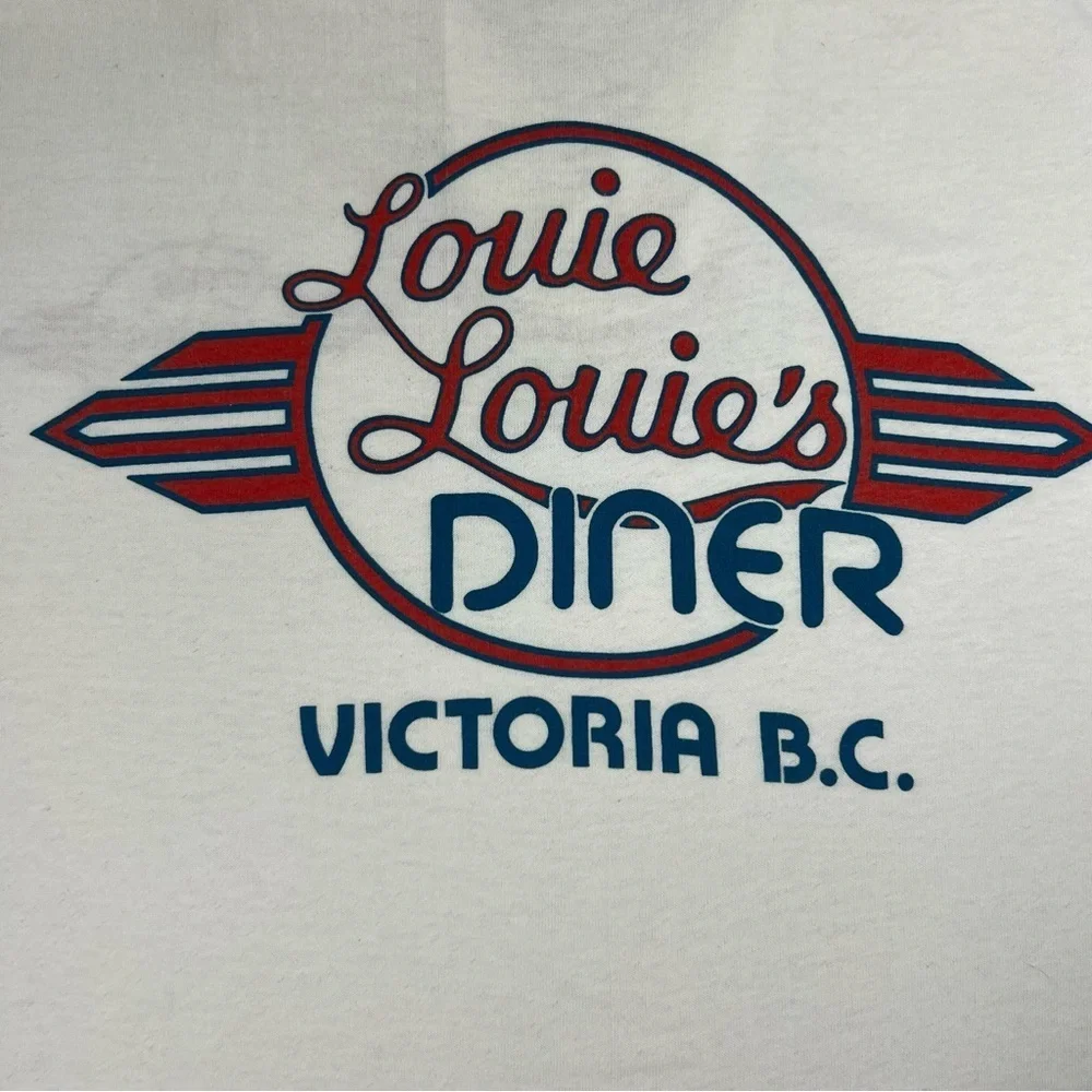 Vintage 90's White Louie Louie's Diner Collared Polo Golf Shirt Men's Size L